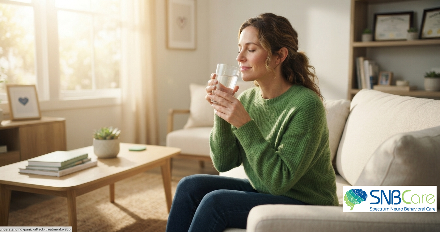 Adult woman feeling calm and relieved after receiving a diagnosis for Obsessive-Compulsive Disorder