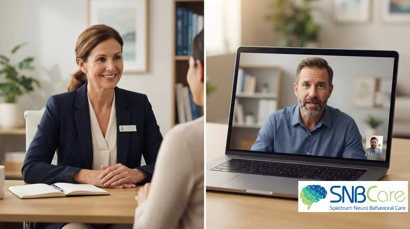 SNBCare offers both in-person and secure telehealth psych medication management for adults