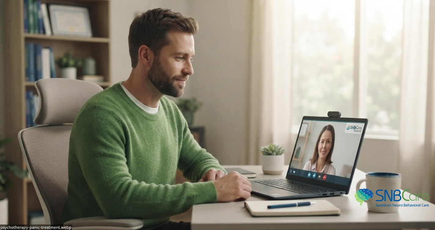 Patient attending a telehealth ERP therapy session for Obsessive-Compulsive Disorder