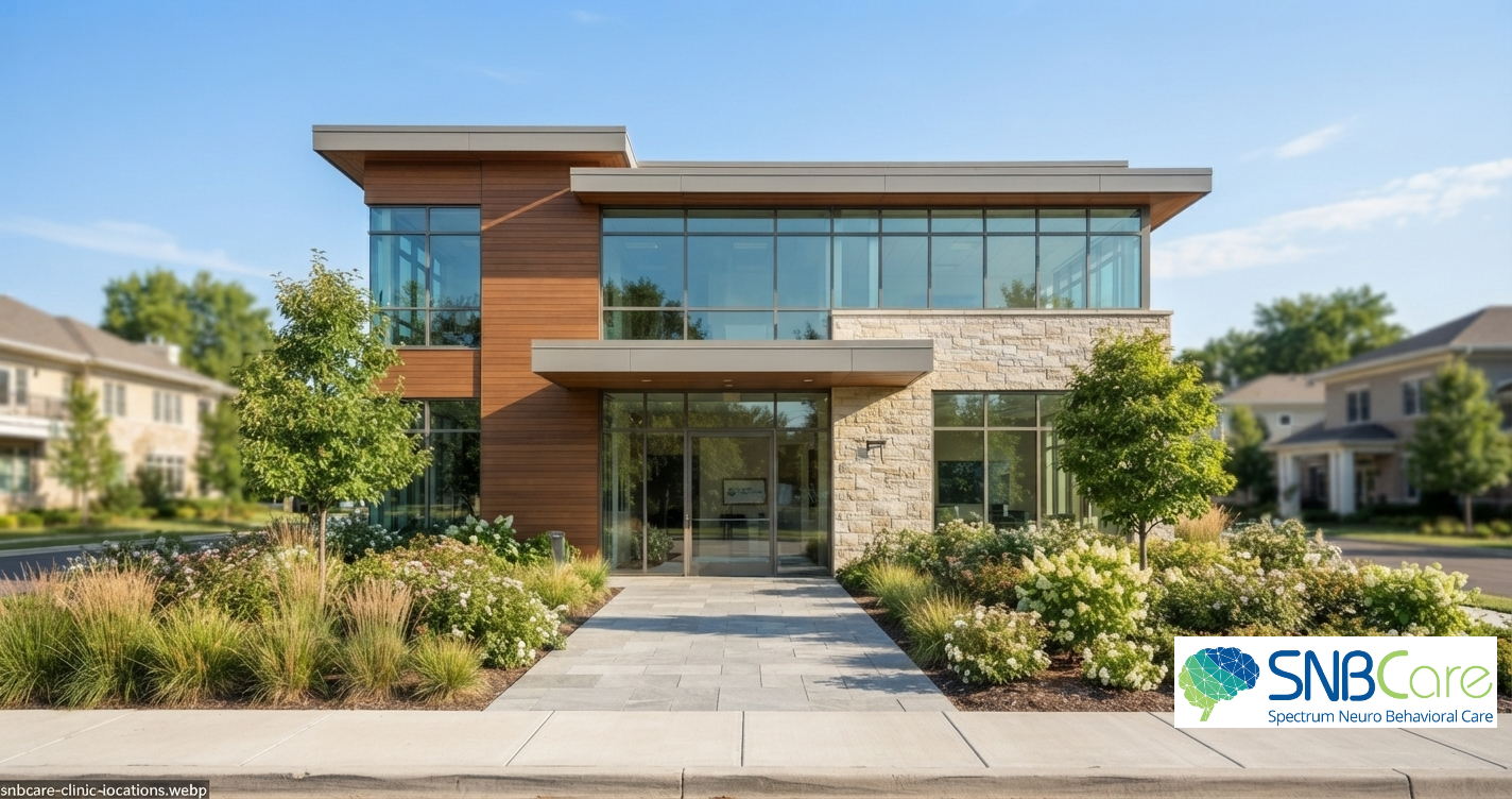 Modern exterior of an SNBCare clinical location in Massachusetts